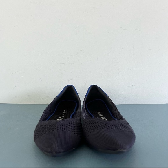 Rothy’s The Point Maritime Lattice Stitch Navy Blue Washable Knit Ballet Flats - Picture 5 of 9